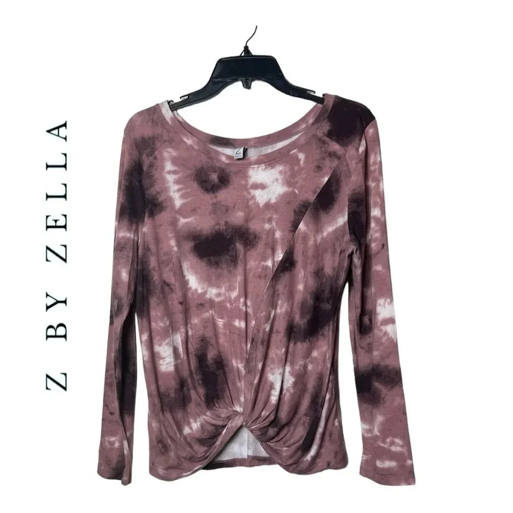 1637. Z BY ZELLA LONG SLEEVE TOP SIZE MEDIUM TIE DYE PINK/PURPLE/WHITE IN COLOR